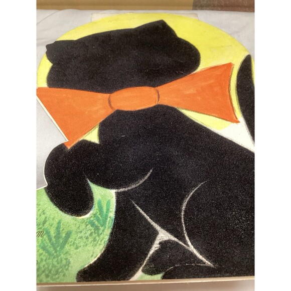 Gibson Halloween Flocked Black Cat Greeting Card Die Cut Stand Up Double Sided - Picture 7 of 10